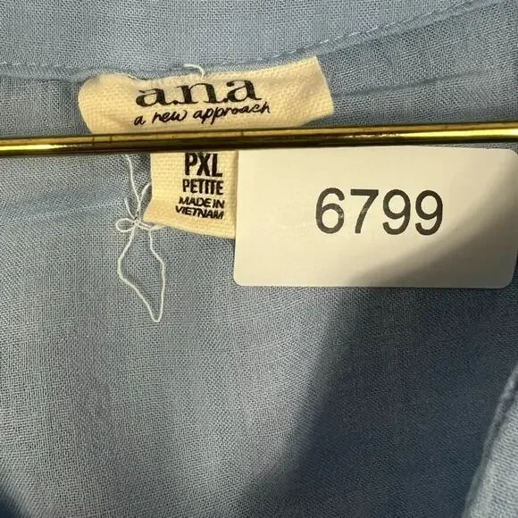 A.n.a A New Approach Shirt Women's Size XL Blue V-Neck Balloon Long Sleeve Top - Picture 7 of 7